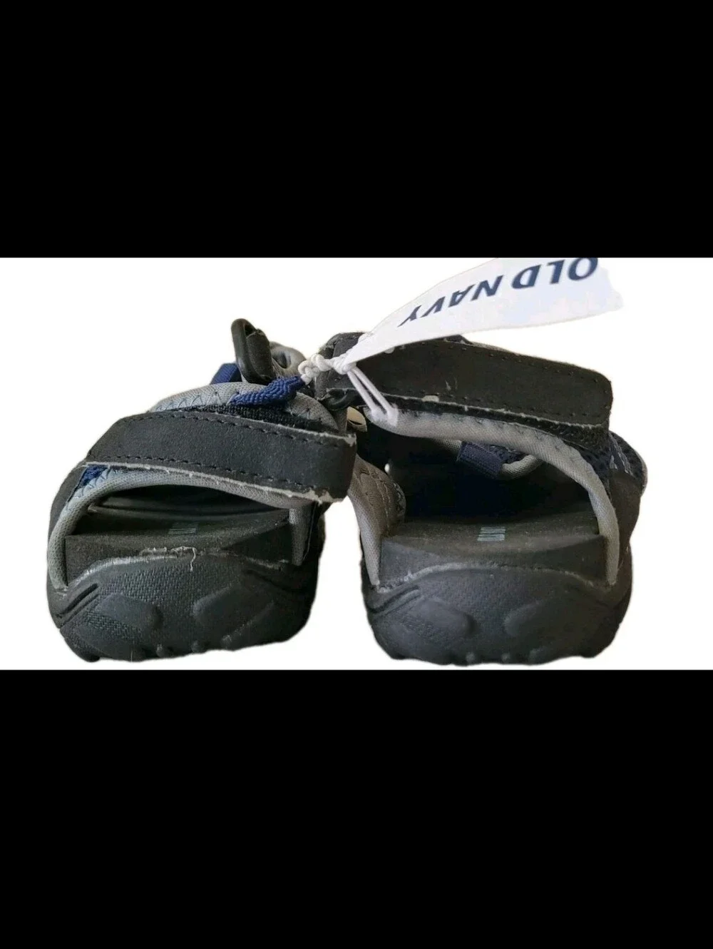 Old Navy Boys Water Shoes, Sz 8 Slip on/bungee Outdoor Shoes- New, Navy/Gray